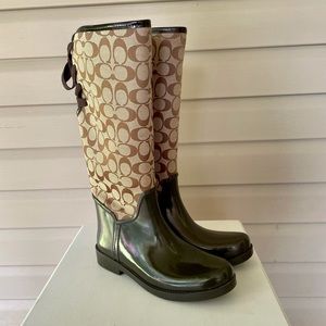 Coach Tristee Tall Brown Rain Boot Size 10